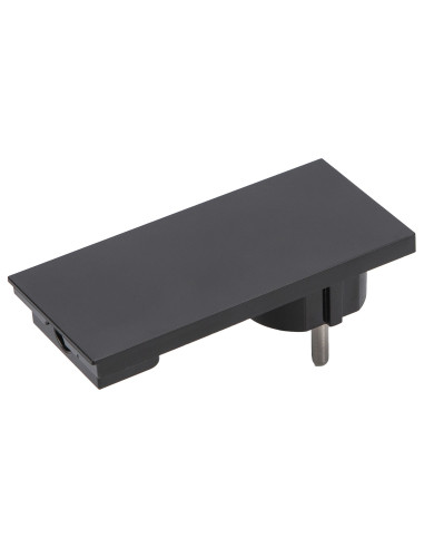 Spina Schuko 16A 2P+T Salvaspazio Super Sottile Smontabile Angolata Nero