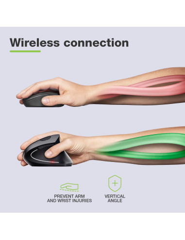 Mouse Verticale Ottico 1600dpi Ergonomico Wireless