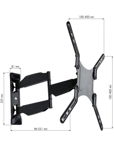 Supporto a Muro Ultra Slim per TV LED LCD 23-55'' Full Motion Nero