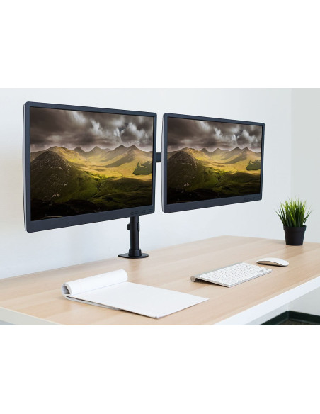 Supporto da Scrivania per 2 Monitor 13-27'' Installazione con Morsetto o Vite Passante