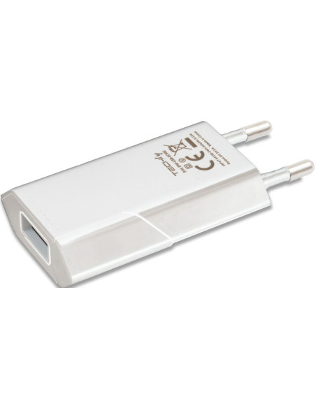 Caricatore USB 1A Compatto Spina Europea Bianco