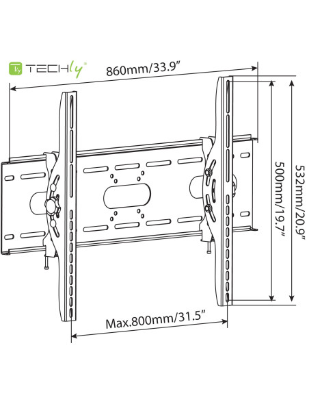 Supporto a Muro Inclinabile per TV LED LCD 42-80'' Nero