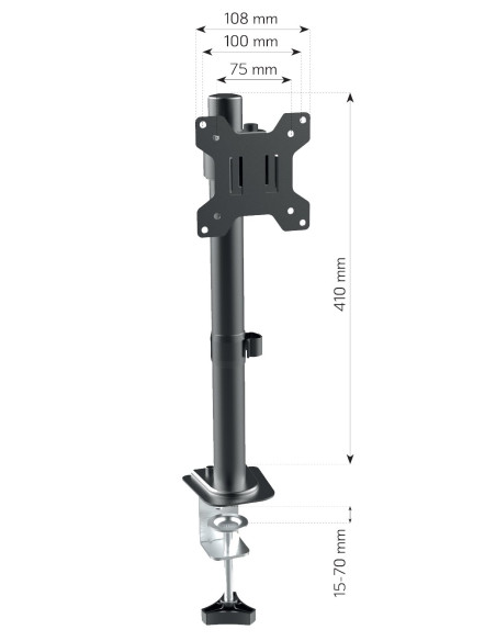 Supporto da Scrivania con Morsetto per Monitor 13-32'' Braccio Corto Inclinabile