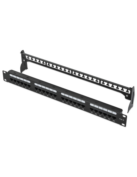 Pannello Patch UTP 24 Posti RJ45 Cat.6 con Barra Gestione Cavi