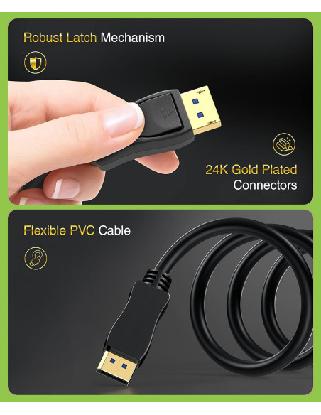 Cavo Audio/Video DisplayPort 2.1 M/M 10K 1m Nero