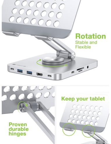 Supporto per Tablet Hub Docking Station USB-C&trade 8 in 1
