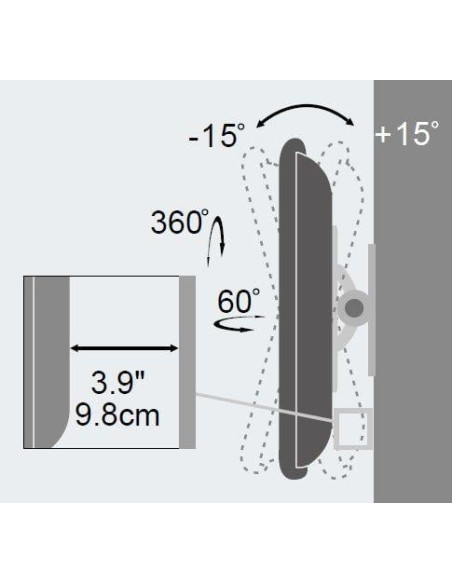 Supporto a muro per TV LED LCD 13''-30'' full motion Nero