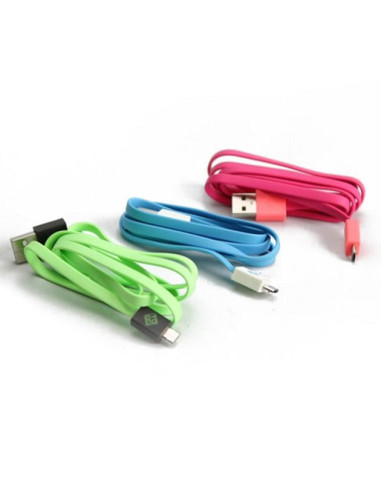 Cavo Flat USB AM a Micro USB M 1m Verde / Nero