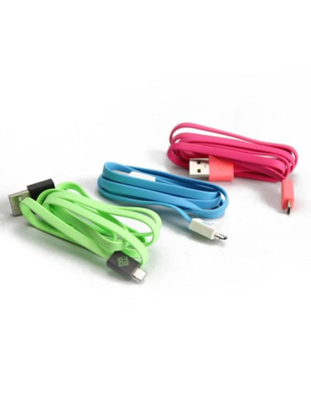 Cavo Flat USB AM a Micro USB M 1m Verde / Nero