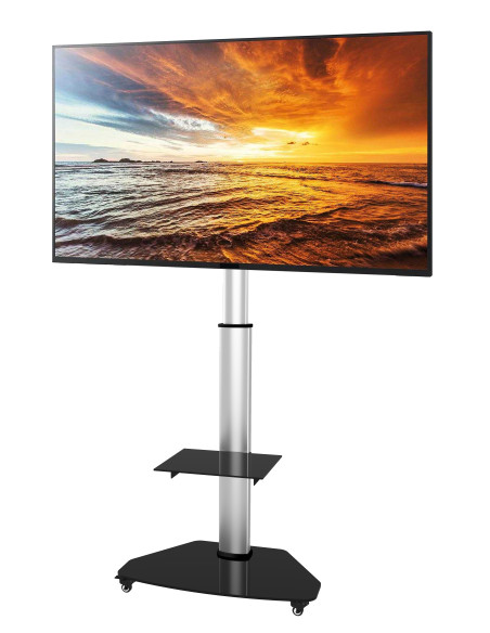 Supporto a Pavimento con Mensola Trolley TV LCD/LED/Plasma 37-70'' Silver