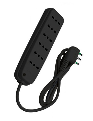 Multipresa 6 Posti con Spina Italiana Angolata Nero