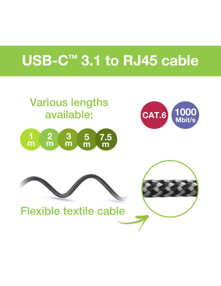 Cavo USB-C&trade Maschio a Ethernet RJ45 Maschio 7