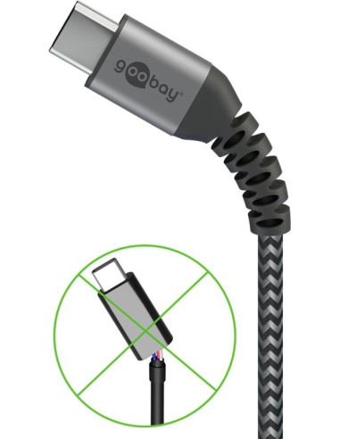 Cavo Tessile USB-C&trade Maschio/USB-C&trade Maschio 1 m Grigio