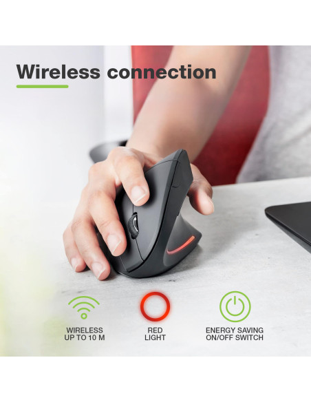 Mouse Verticale Ottico 1600dpi Ergonomico Wireless