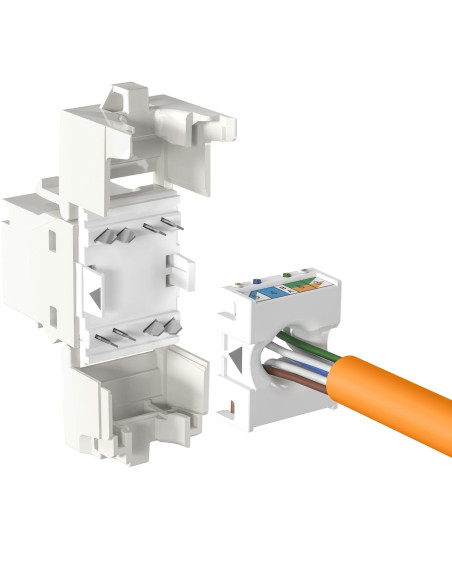 Frutto Keystone Cat.6A UTP Bianco con tappo antipolvere