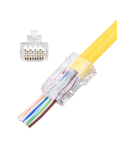 Confezione 100 Plug modulari RJ45 Passanti Cat6 UTP