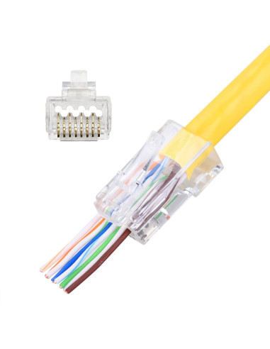 Confezione 100 Plug modulari RJ45 Passanti Cat6 UTP