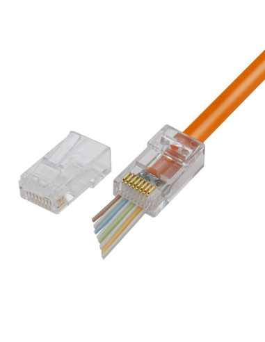 Confezione 100 Plug modulari RJ45 Passanti Cat6 UTP
