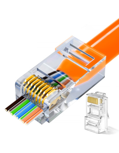 Confezione 100 Plug modulari RJ45 Passanti Cat6 UTP