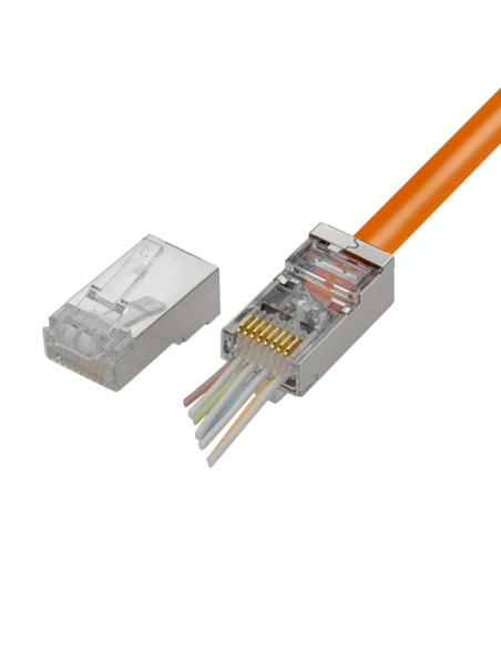 Confezione 100 Plug modulari RJ45 Passanti Cat6 STP