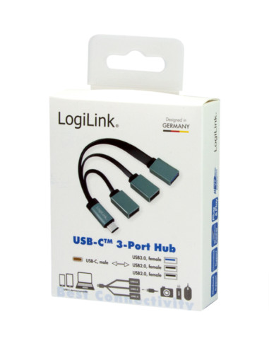 Hub Flessibile USB-C&trade SuperSpeed 3 Porte USB A Femmina Nero