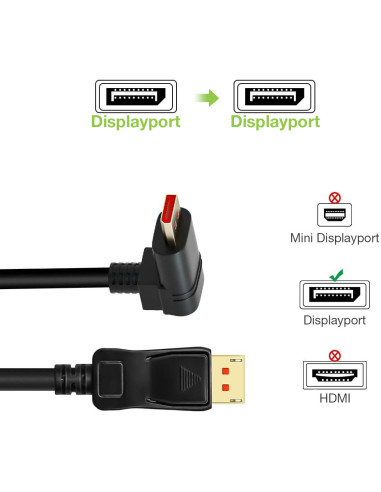 Cavo Audio/Video DisplayPort 1.4 8K M/M Angolato 90&deg 1m Nero