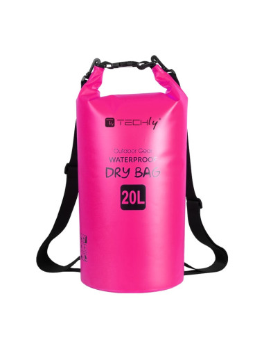 Sacca Impermeabile 20L Dry Bag con Tracolla Regolabile Fucsia