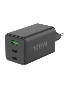 Caricatore Alimentatore GaN 100W 2x USB-C&trade 1x USB-A Power Delivery Fast Charger Nero