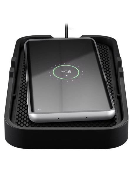 Caricatore Smartphone Qi Wireless da Auto 15W Silicone Nero