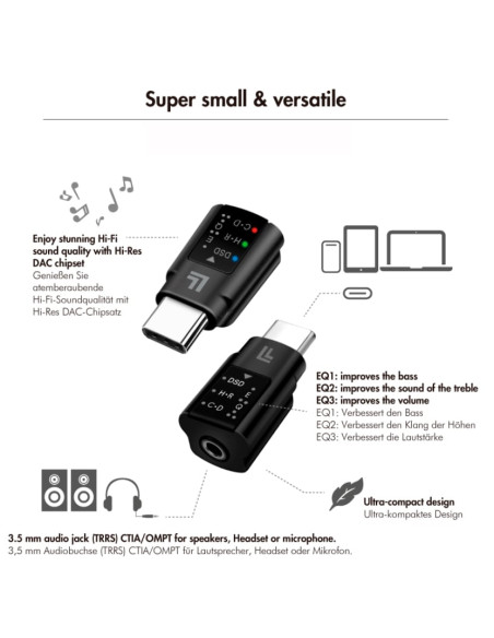 Adattatore Convertitore Audio DAC con Equalizzatore da USB-C&trade a 3