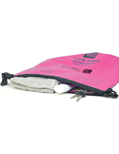 Sacca Impermeabile 20L Dry Bag con Tracolla Regolabile Fucsia