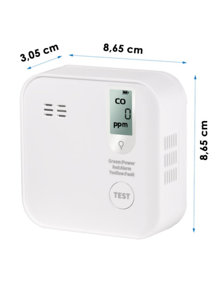 Rilevatore di Monossido di Carbonio 85 dB Batteria Litio Durata 10 anni