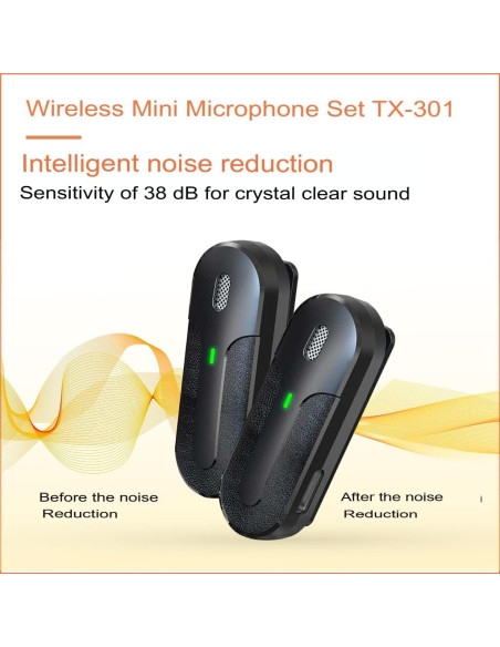 Set 2 Mini Microfoni Lavalier Wireless con Ricevitore USB-C&trade e Custodia di Ricarica