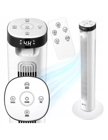 Ventilatore a Torre da Pavimento 36'' 3 Velocit&agrave con Telecomando Oscillazione 75&deg e Timer