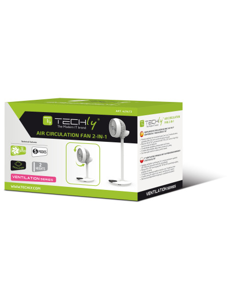 Ventilatore 9'' 2 in 1 con Piantana a 2 Altezze 12 Velocit&agrave con Telecomando Oscillazione a 720&deg e Timer