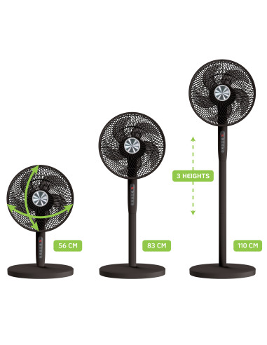 Ventilatore 12'' 2 in 1 con Piantana a 3 Altezze 12 Velocit&agrave con Telecomando Oscillazione a 720&deg e Timer