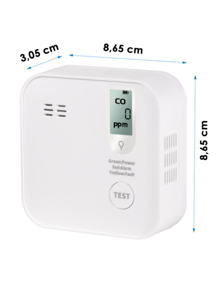 Rilevatore di Monossido di Carbonio 85 dB Batteria Litio Durata 10 anni
