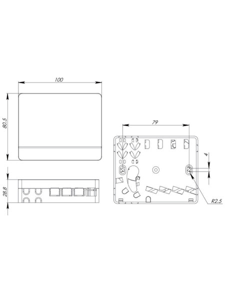 Scatola di connessione indoor FTTH per 4 fibre SC-APC a muro o guida Din