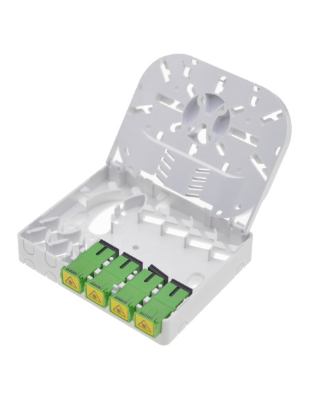 Scatola di connessione indoor FTTH per 4 fibre SC-APC a muro o guida Din