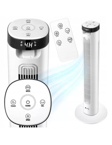 Ventilatore a Torre da Pavimento 36'' 3 Velocit&agrave con Telecomando Oscillazione 75&deg e Timer
