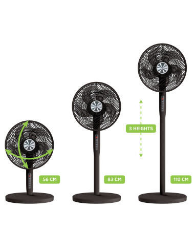 Ventilatore 12'' 2 in 1 con Piantana a 3 Altezze 12 Velocit&agrave con Telecomando Oscillazione a 720&deg e Timer