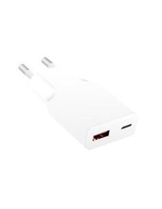 Caricatore Alimentatore GaN USB-C&trade (PD) + USB-A (QC) da Muro 20W Bianco 2