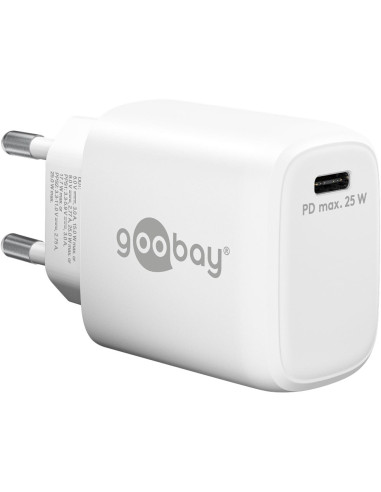 Caricatore Alimentatore GaN USB-C&trade PD da Muro 25W Bianco