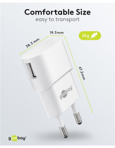 Caricatore USB 1A 5W Compatto Spina Europea Bianco 2