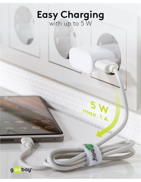 Caricatore USB 1A 5W Compatto Spina Europea Bianco