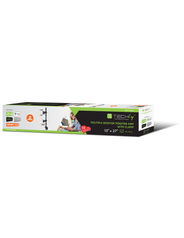 Supporto da Scrivania per 2 Monitor 13-27'' con Morsetto