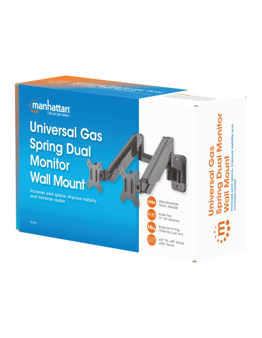 Staffa a Muro con Molla a Gas per due Monitor 17-32''