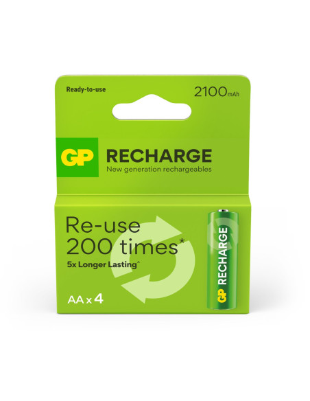Blister 4 Batterie Ricaricabili AA Stilo 2100 mAh GP ReCyko