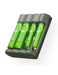 Caricabatterie per AA e AAA con 2 Batterie AA e 2 Batterie AAA Incluse