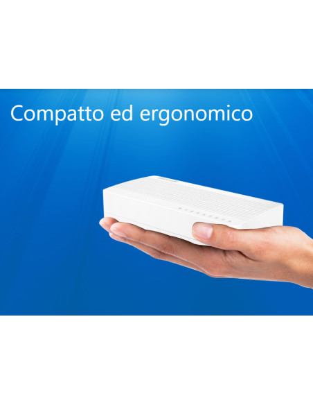 Switch Ethernet Desktop Compatto 8 Porte 10/100 Mbps Bianco